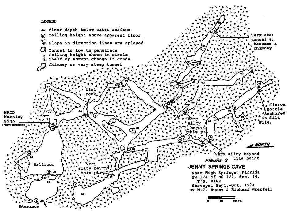 Ginnie Springs (Jenny Springs) cave map