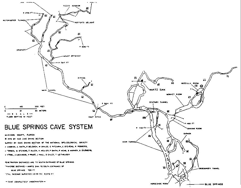 Madison Blue Spring cave map
