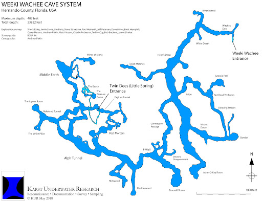 Weeki Wachee Springs cave map